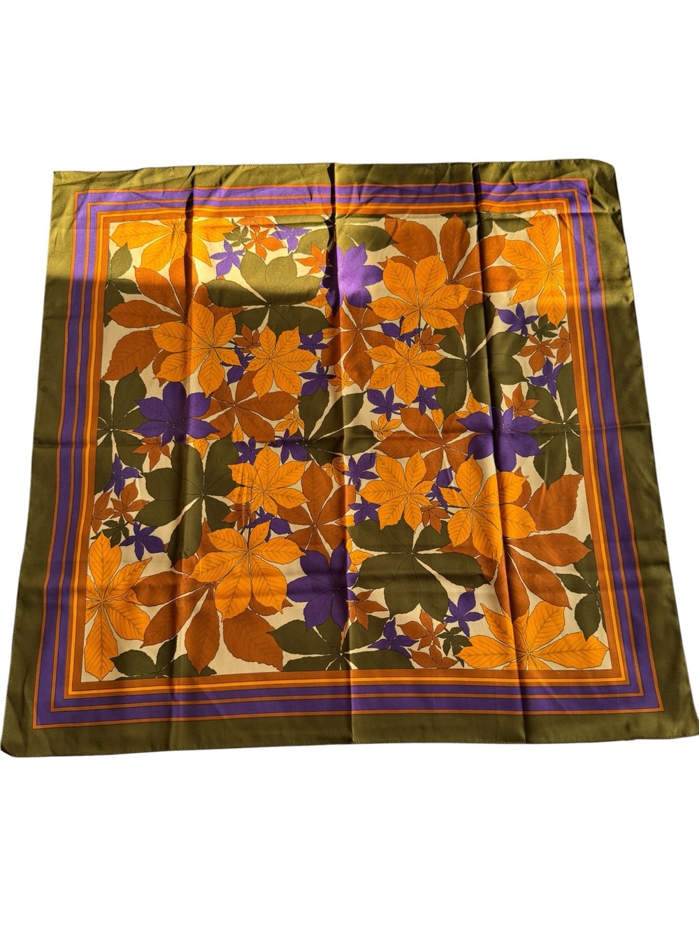 VTG Christian Fischbacher Scarf Made in Italy Stunning Leaf Floral Pattern